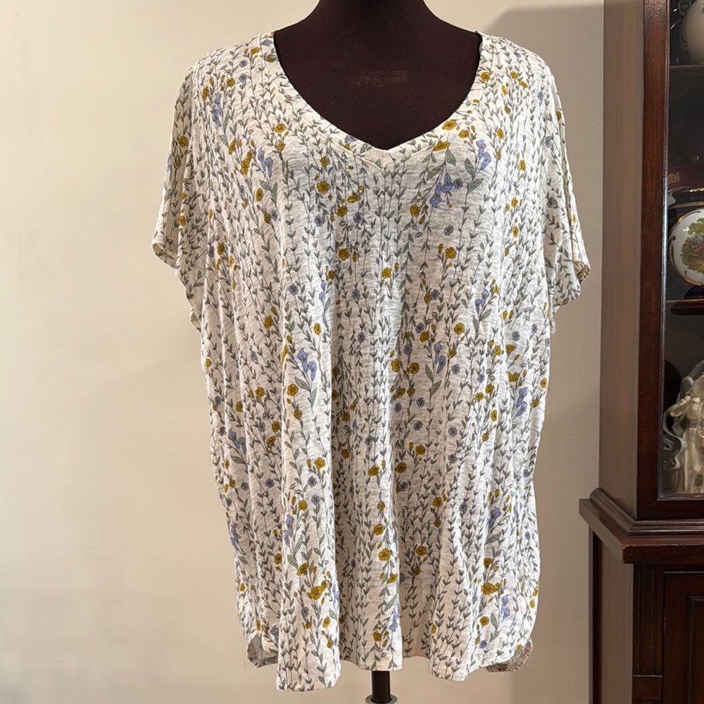 Rachel Zoe short sleeve printed Linen tunic